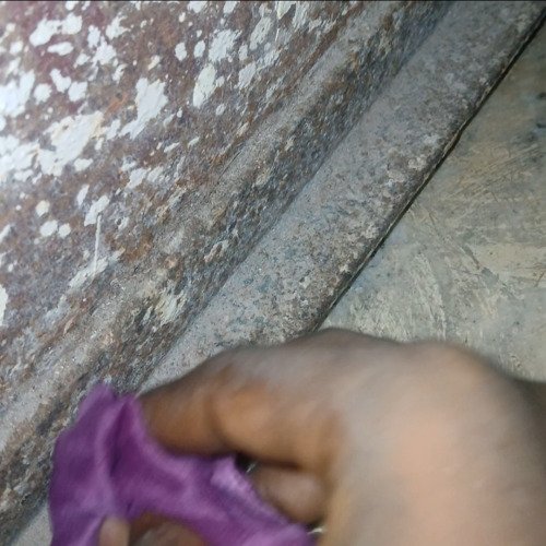 Dirty iron door cleaning